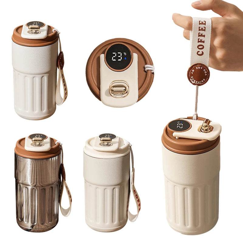 Smart Digital Thermal Bottle Portable Coffee Mug Stainless Steel Water Bottle In-Car Insulated Cup Keep Cold Vacuum Flasks 450ml Nexora Store