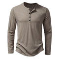Men's Long-sleeved T-shirt Fashion Casual Solid Color Pullover Button Top Autumn And Spring Clothing Nexora Store