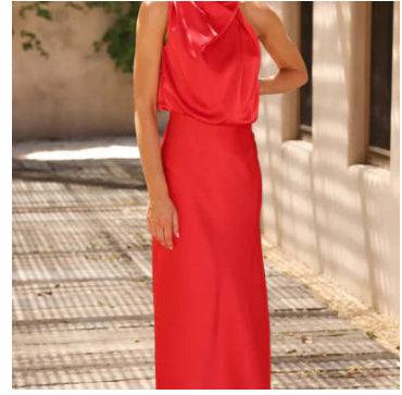 Dames Zomerjurk zonder mouwen in rood, stijlvol en comfortabel polyester materiaal