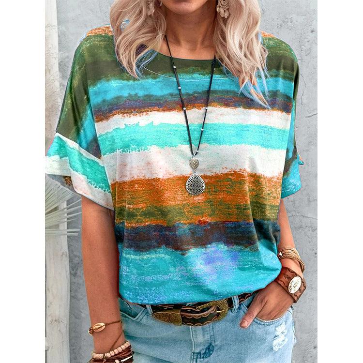 Dames T-shirt met korte mouwen en gradiëntcontrast Ritchy's Shop