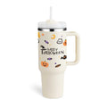 40 Oz Tumbler with handle and straw, insulated stainless steel Halloween design, spill-proof vacuum coffee mug with lid