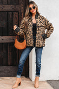 Sloane Leopard Zip Up Pocket Jacket Threaded Pear