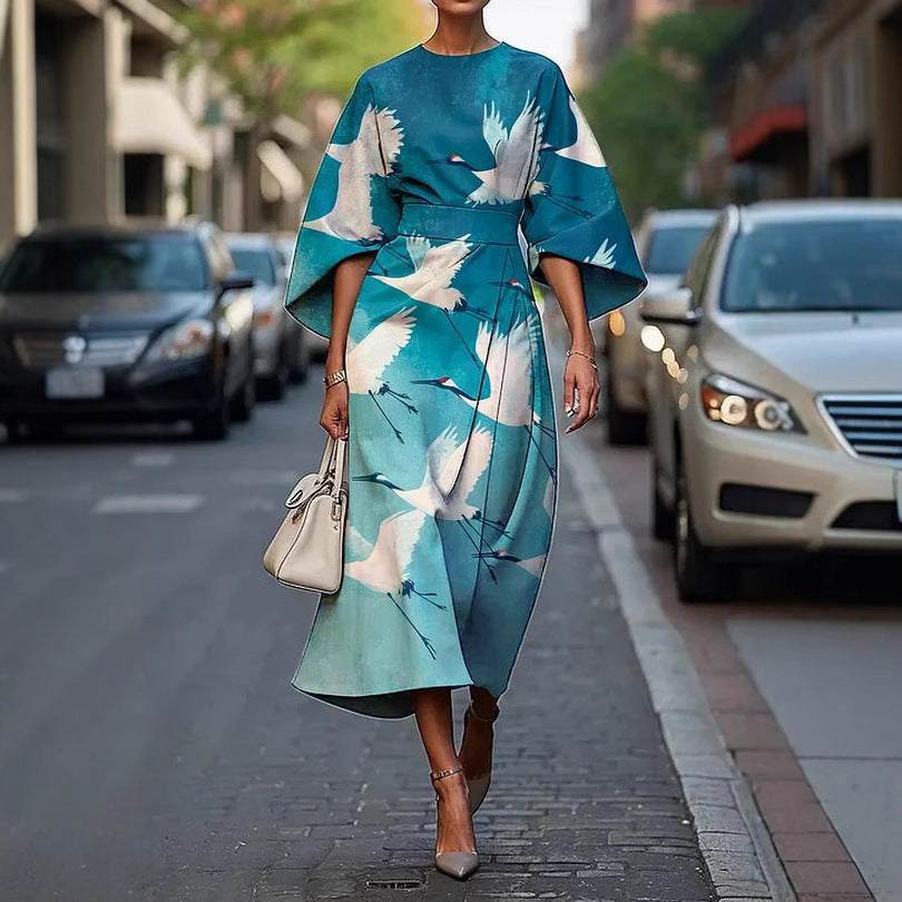 Vrouwelijke creatieve casual print elegante jurk Nexora Store