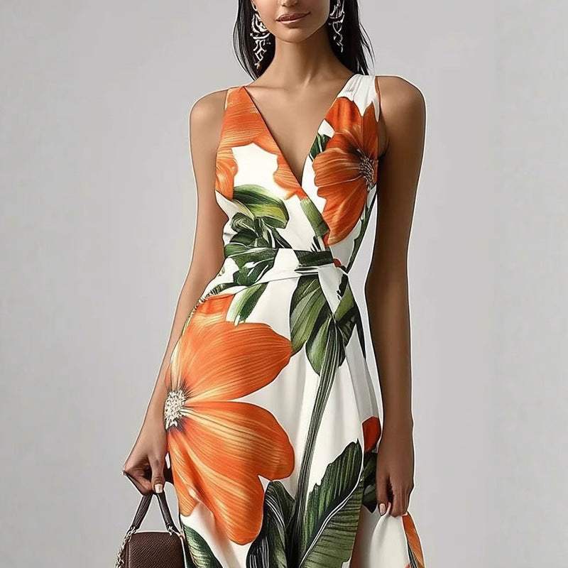 Bedrukte gordel oversized swingjurk Nexora Store