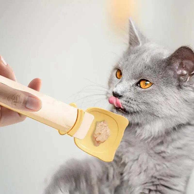 Kattenstripvoeder, kattenstrip Happy Spoon, kattenlepel voor nat voer, draagbare kattenvoerlepel, herbruikbare kattenstriplepel, likbare voerlepel voor huisdieren, accessoires voor kattenvoer, kattenstripknijplepel Nexora Store