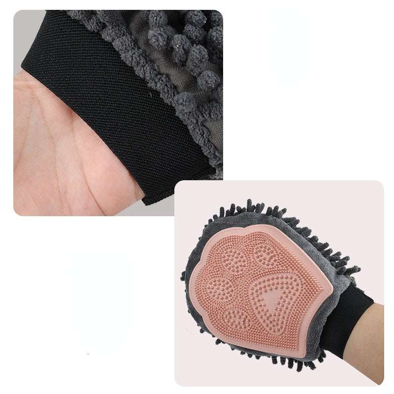 2-in-1 verzorgingshandschoen voor huisdieren, elegante hondenverzorgingstool voor borstelen, masseren en drogen, verzorgingsset voor honden en katten, 2-zijdige badborstel, reinigings- en massagehandschoen Ritchy's Shop