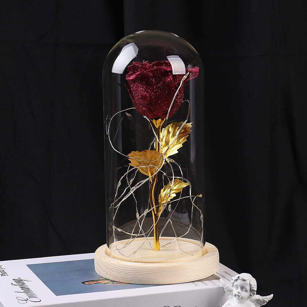 Valentines Day Gift  For Girlfriend Eternal Rose Flowers LED Light In Glass Cover Day Wedding Decoration Favors Mother Day Female Gift  Gift Nexora Store