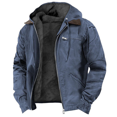 Winter Hooded Coat With Pockets Fashion Warm Fleece Zip-up Jacket Casual Outwear Men's Clothing Nexora Store