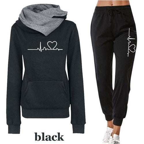 Women Tracksuit Pullovers Hoodies and Black Pants Autumn Nexora Store