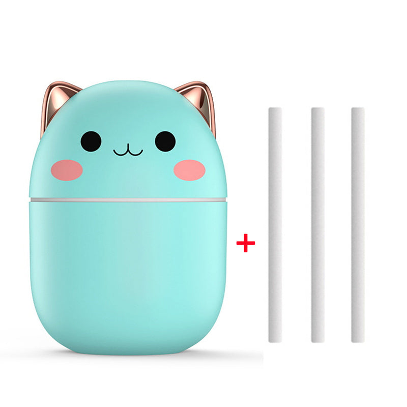 Luchtbevochtiger schattige kat ultrastille USB kantoor huishouden slaapkamer auto aromatherapie luchtreiniger met led koele mist spray Mijn winkel