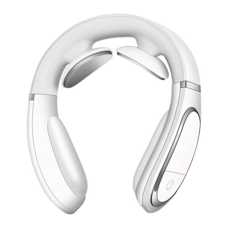 Elektrische slimme schoudermassager met verwarmingsfunctie en drie massageprogramma's in wit kunststof en siliconen