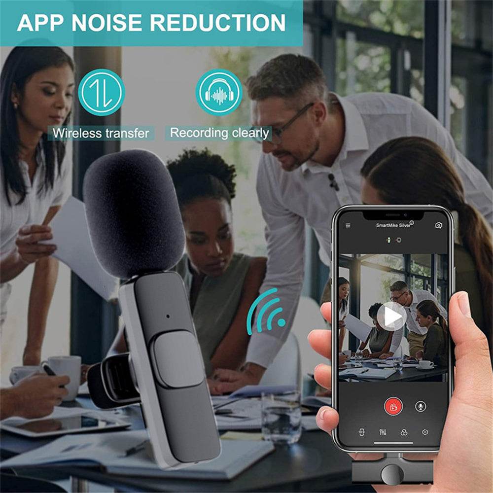 Draadloze Lavalier-microfoon, draagbare audio- en video-opnamemicrofoon voor iPhone en Android, lange batterijduur, live-uitzendingen en gaming Ritchy's Shop