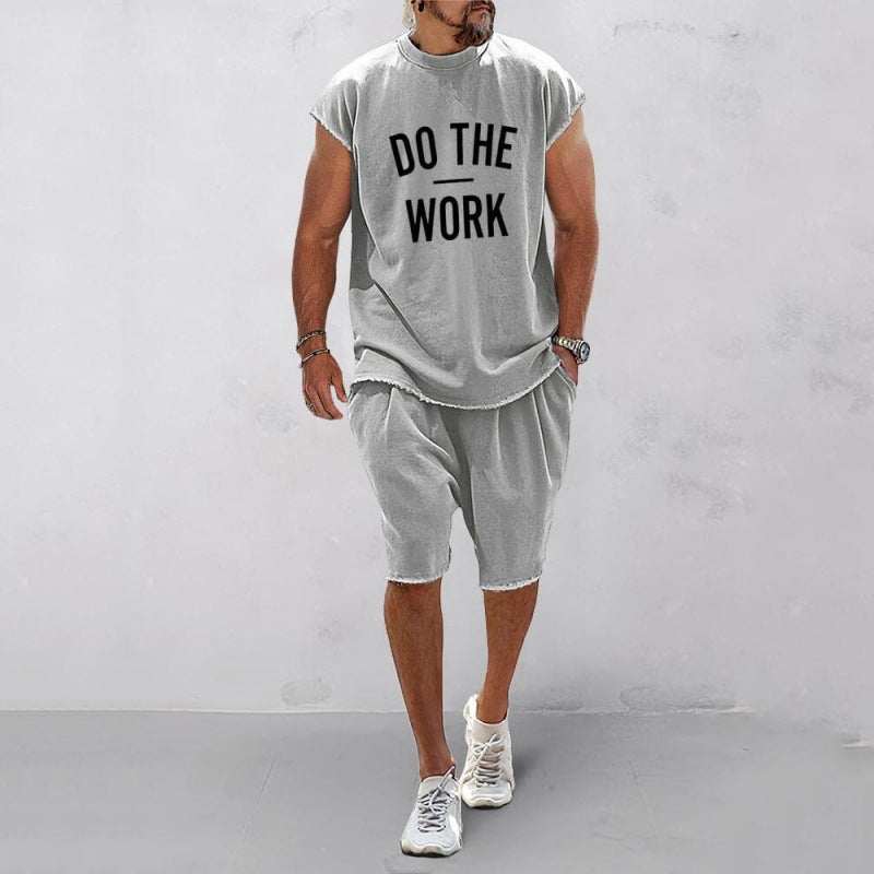 Europese en Amerikaanse letters 3D-printpak voor heren met ronde hals Nexora Store