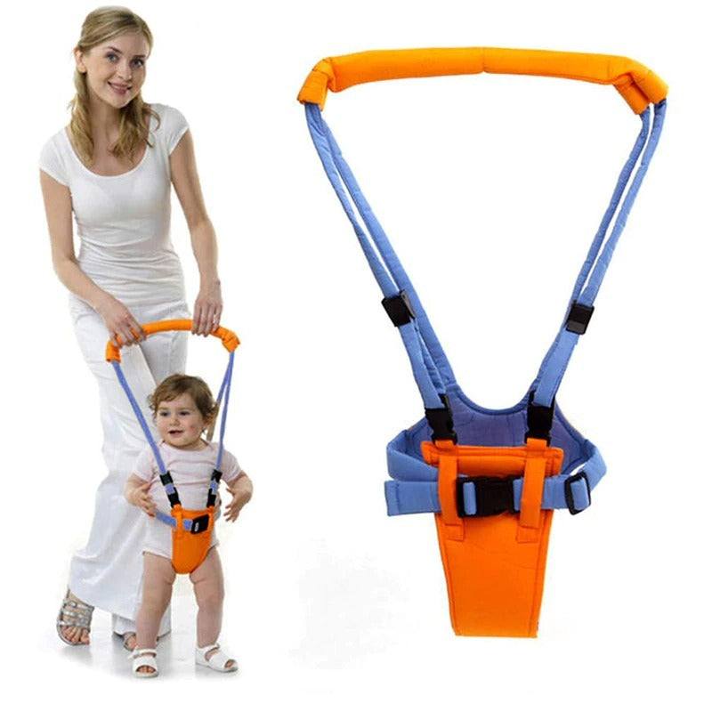 oranje en blauwe kinder-, baby- en peuterharnas loop- en leerhulp met veiligheidsteugels voor lopen