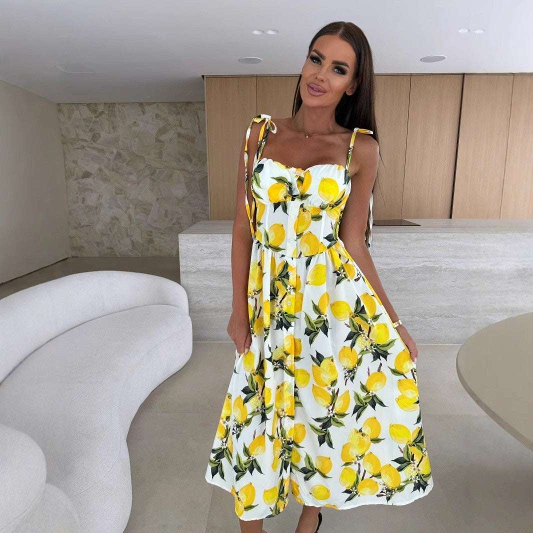 Off-neck kleur bedrukte slipjurk Nexora Store