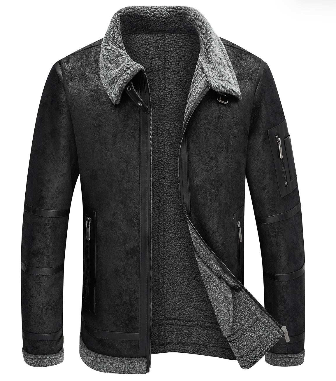 Heren herfst- en winterjas met fleecevoering en dikke bontkraag Ritchy's Shop