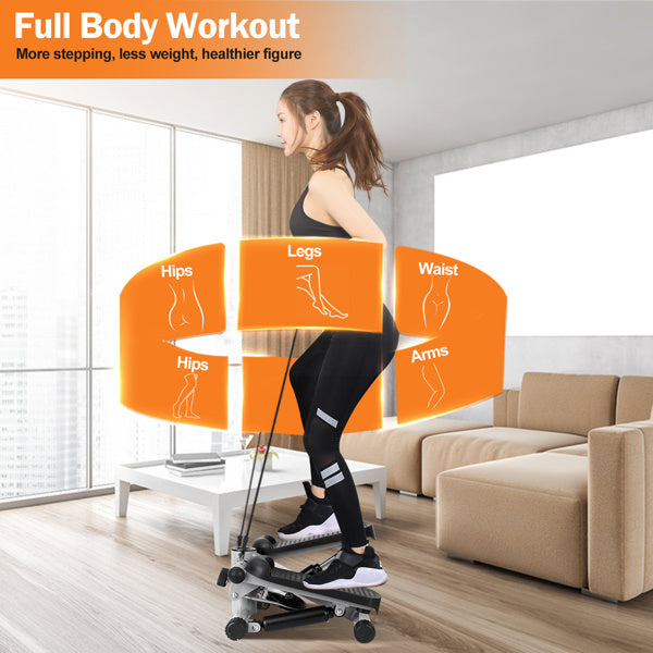 Fitness Step Machine, Mini Step Machine met weerstandsband, Fitnessapparaat voor thuis met een draagvermogen van 150 kg, Hydraulische Fitness Step Machine met LCD-scherm Ritchy's Shop