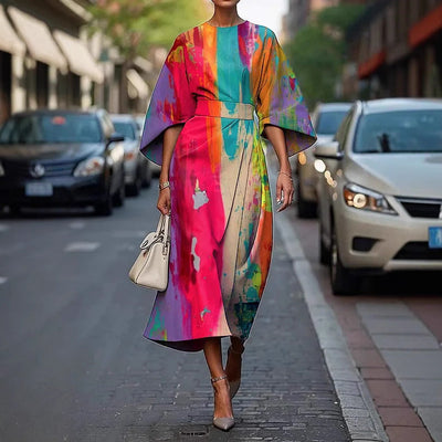 Vrouwelijke creatieve casual print elegante jurk Nexora Store