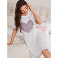 Eenvoudige casual pyjama met korte mouwen en geborduurde liefdesprint Nexora Store