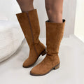Chunky Heel Small Slim Suede Over The Knee Side Zipper Boots Nexora Store