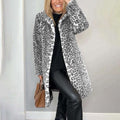 Women's Leopard Print Plush Jacket, Cozy Loose-Fit Warm Coat Elegant Medium-Length Fall Winter Outwear Nexora Store