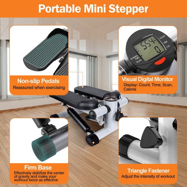 Fitness Step Machine, Mini Step Machine met weerstandsband, Fitnessapparaat voor thuis met een draagvermogen van 150 kg, Hydraulische Fitness Step Machine met LCD-scherm Ritchy's Shop