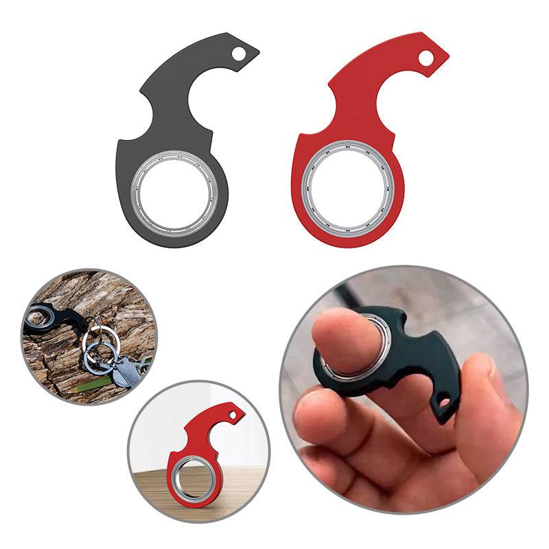 Fidget Spinner speelgoed sleutelhanger in zwart en rood, kunststof en zinklegering, ideaal voor ontspanning en concentratie.