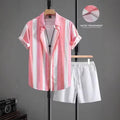 Casual Simple Revers Korte Mouw Shirt En Shorts Tweedelige Set Ritchy's Shop
