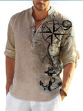 Dun casual digitaal bamboe linnen Hawaiiaans overhemd met lange mouwen Nexora Store