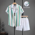 Casual Simple Revers Korte Mouw Shirt En Shorts Tweedelige Set Ritchy's Shop