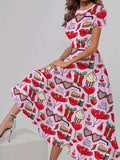 Trendy casual jurk met bijpassende bloemenprint, korte mouwen en ronde hals Nexora Store