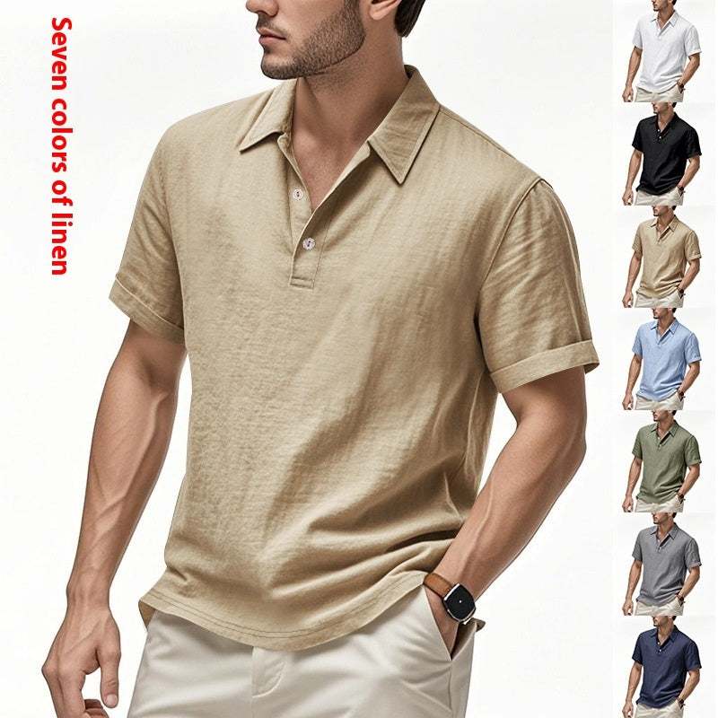 Heren Brits casual poloshirt met gesp en losse linnen revers Nexora Store