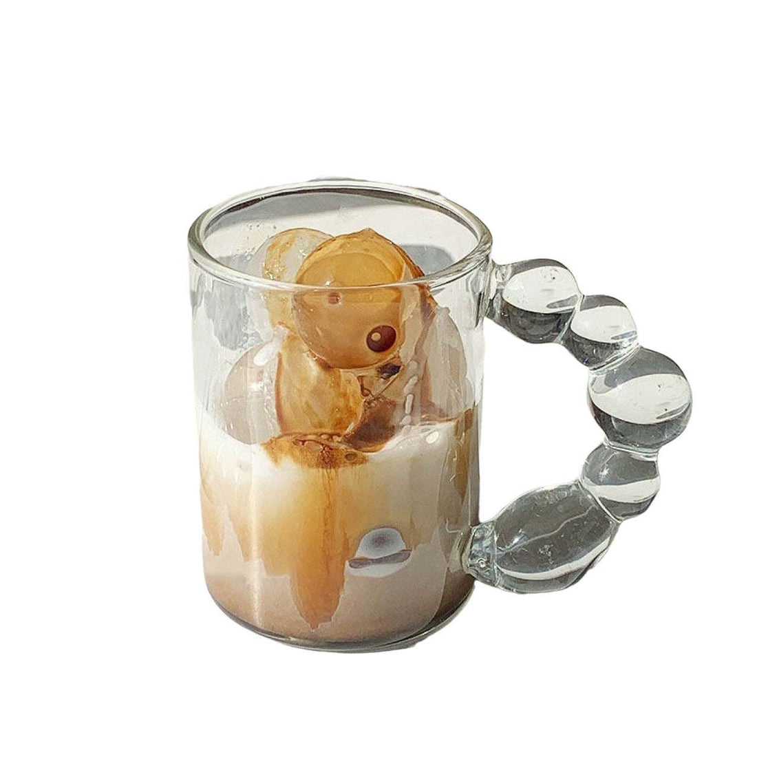 Transparante borosilicaatglas beker met handgreep bruine suiker vorm in Koreaanse stijl