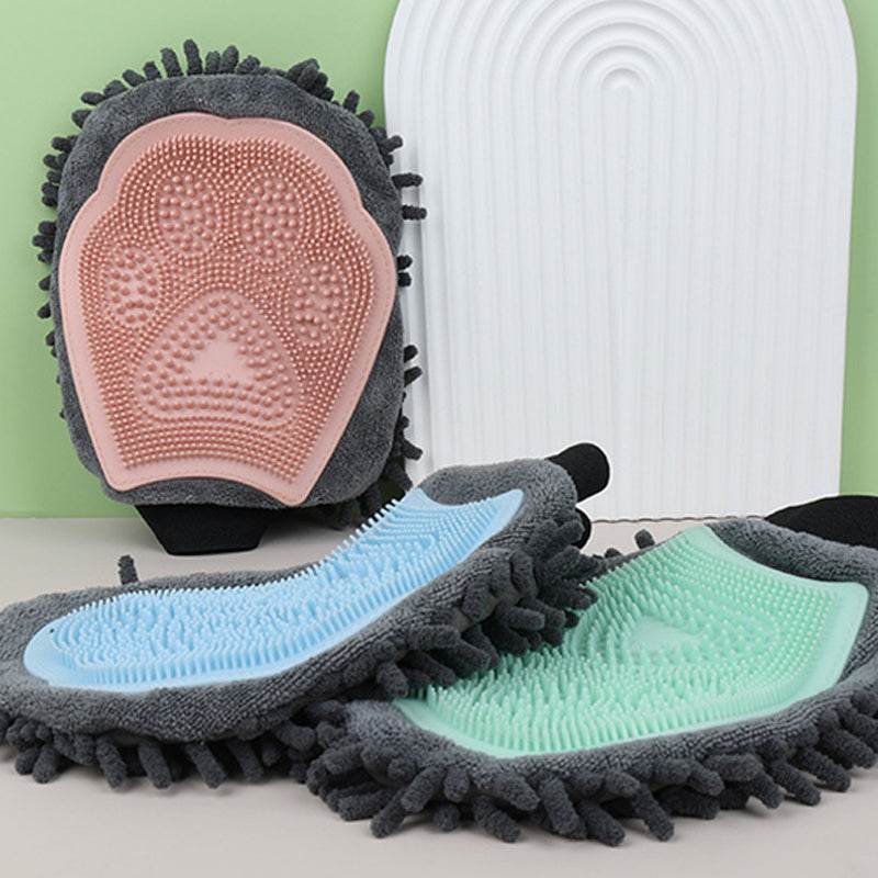 2-in-1 verzorgingshandschoen voor huisdieren, elegante hondenverzorgingstool voor borstelen, masseren en drogen, verzorgingsset voor honden en katten, 2-zijdige badborstel, reinigings- en massagehandschoen Ritchy's Shop