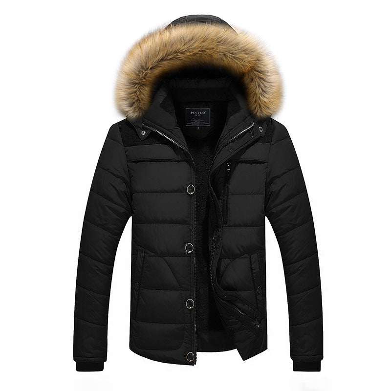 Heren bontjas met capuchon, winterjas van dik fleece, katoenen kleding Ritchy's Shop