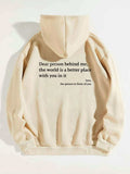dames hoodie met pluche letters en tekst print in beige met capuchon en kangoeroezak
