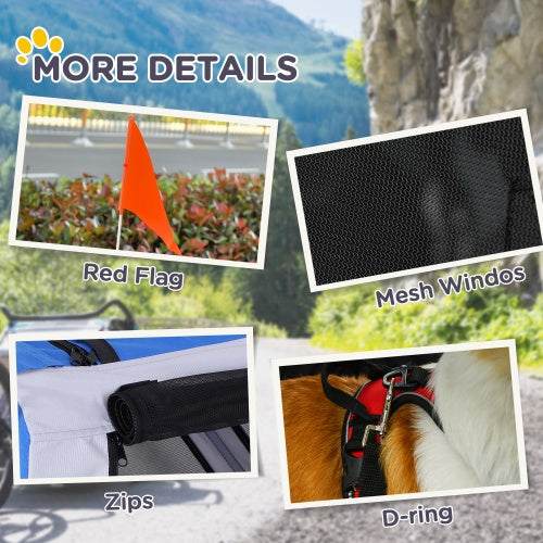 Aosom Hondenfietskar Huisdierenkar Fietskar Bagagedrager Bevestiging Voor Reizen Met 3 Ingangen Grote Wielen Voor Off-Road & Gaasscherm Ritchy's Shop