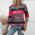 Gestreepte V-hals 3D-geprinte casual trui Nexora Store