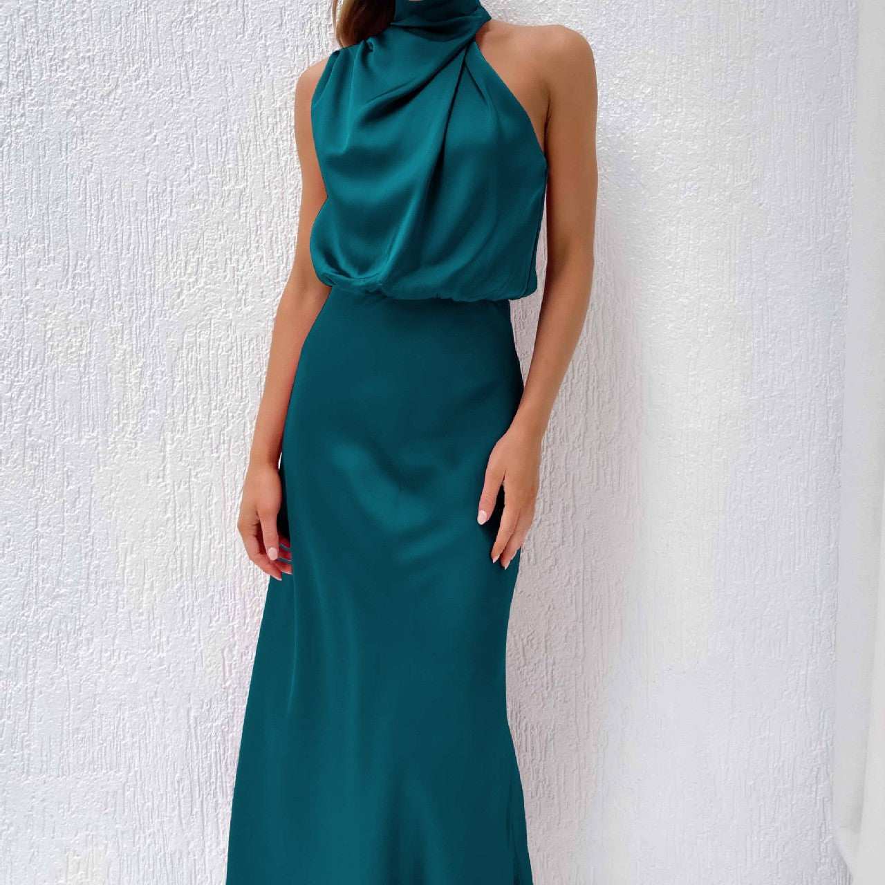 Mouwloze zomerjurk in stijlvol groen met comfortabele polyester stof