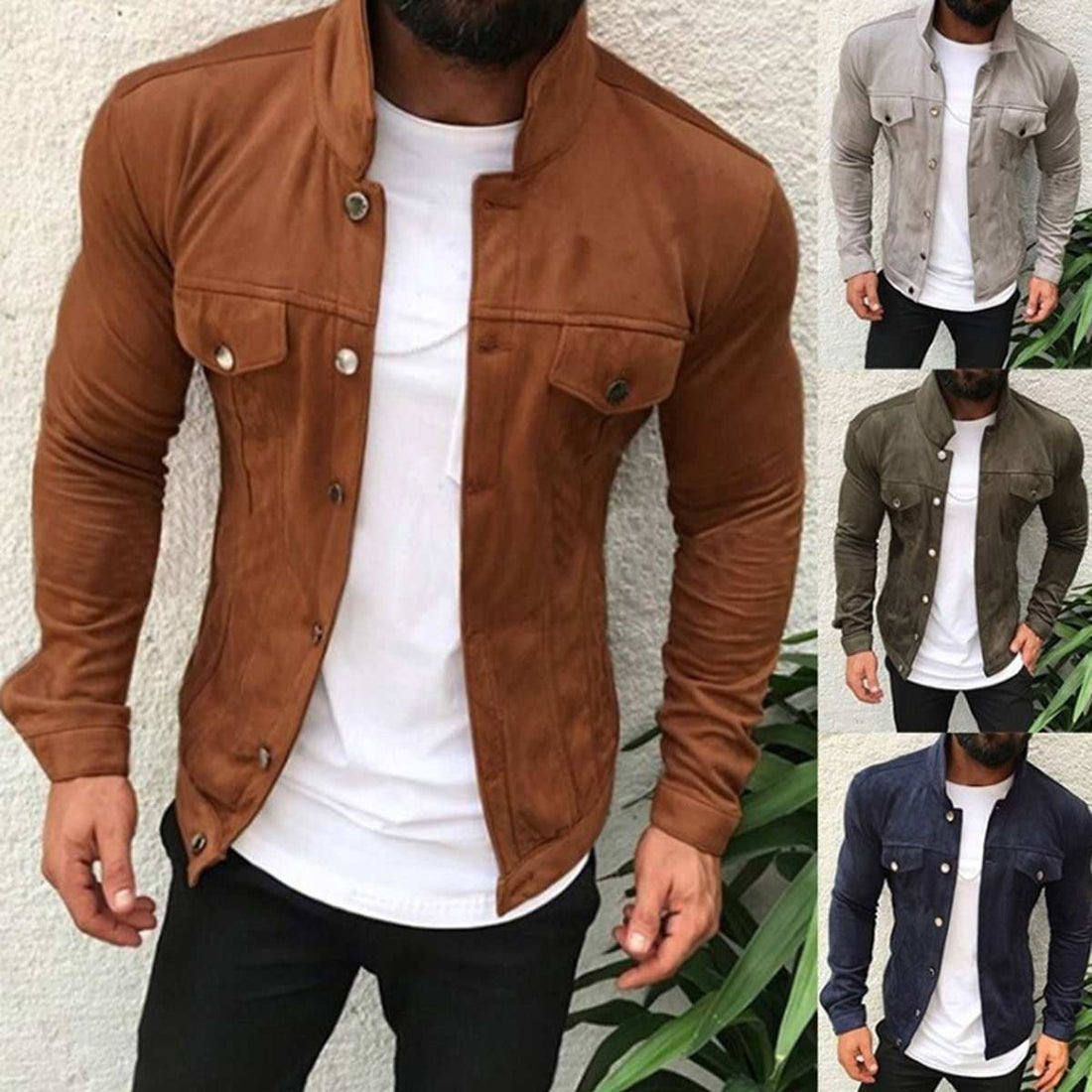 Cargojack met meerdere knopen en zakken voor heren in verschillende kleuren, slim fit katoen casual jas