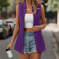 Elegante effen mouwloze vestcardigan voor dames - opstaande kraag zomeroutfit Ritchy's Shop