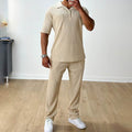 Mode Casual Polo Korte Mouw Overhemd Broek Tweedelig Set Herenpak Ritchy's Shop
