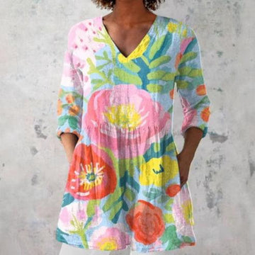 Dames pullover top met creatief vispatroon en overhemdzak in kleurrijke vakantiestijl