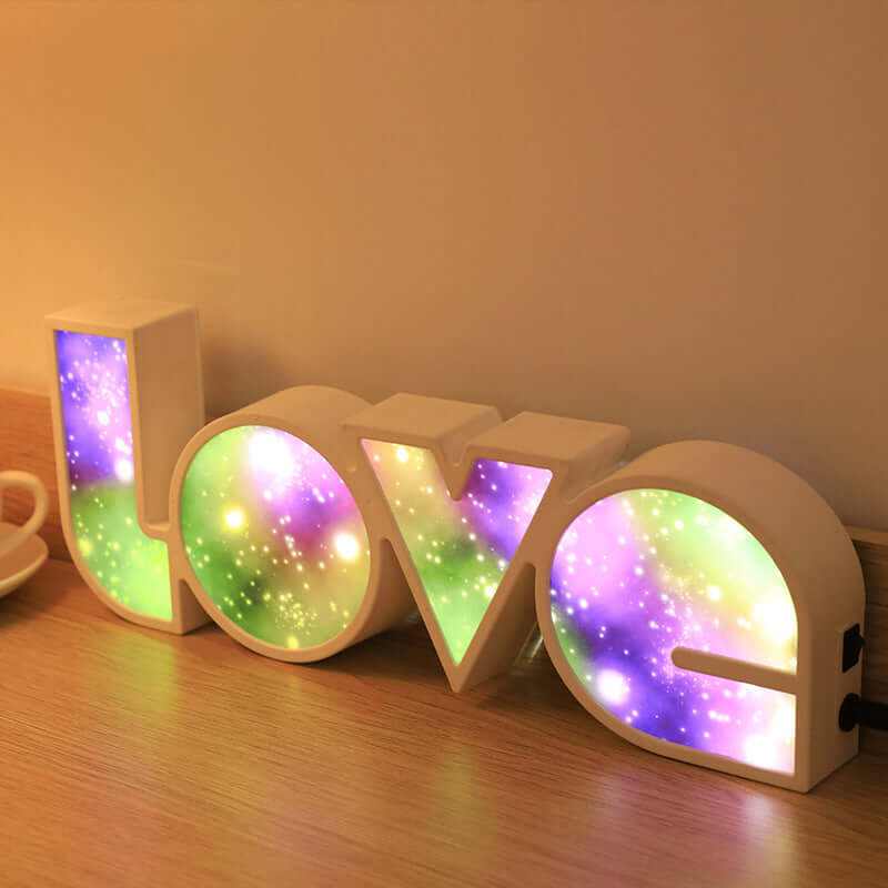 Colorful LED LOVE light Valentine’s Day decor for romantic room decoration