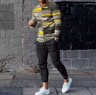 Etnische stijl bedrukte lange mouwen broekpak voor heren Ritchy's Shop