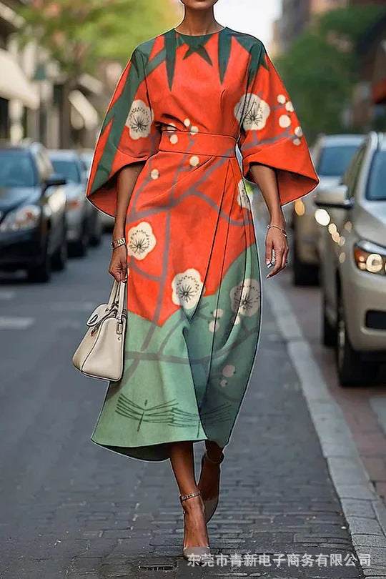 Vrouwelijke creatieve casual print elegante jurk Nexora Store