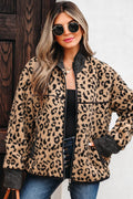 Sloane Leopard Zip Up Pocket Jacket Threaded Pear
