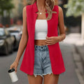 Elegante effen mouwloze vestcardigan voor dames - opstaande kraag zomeroutfit Ritchy's Shop
