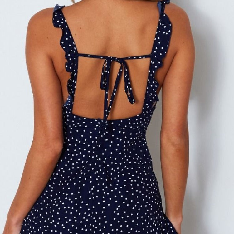 Polka-dot strappy jurk dames zomermode strand zomerjurk Mijn winkel