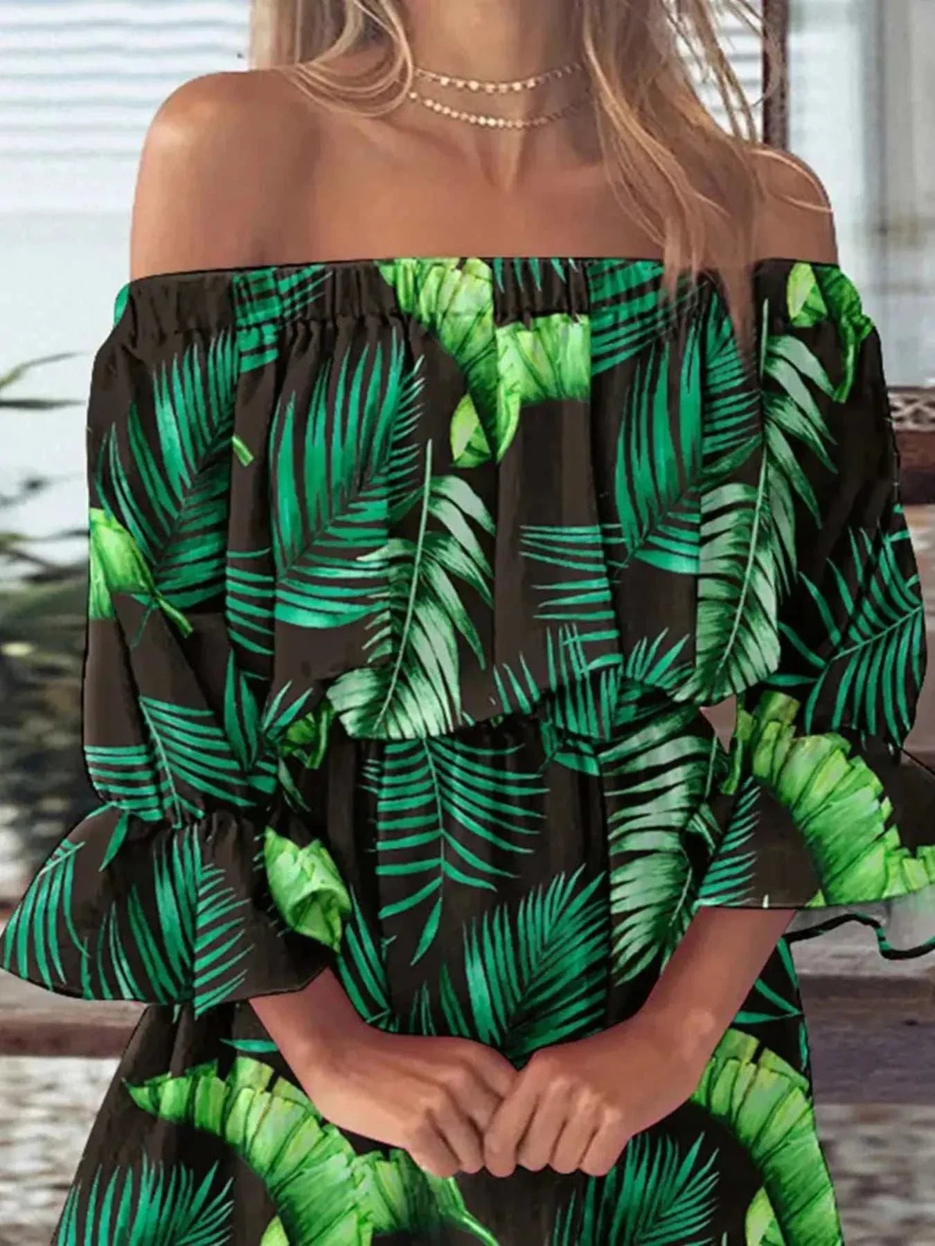 volledige grootte bloemen off-shoulder mini-jurk met volantmouwen in grote maten